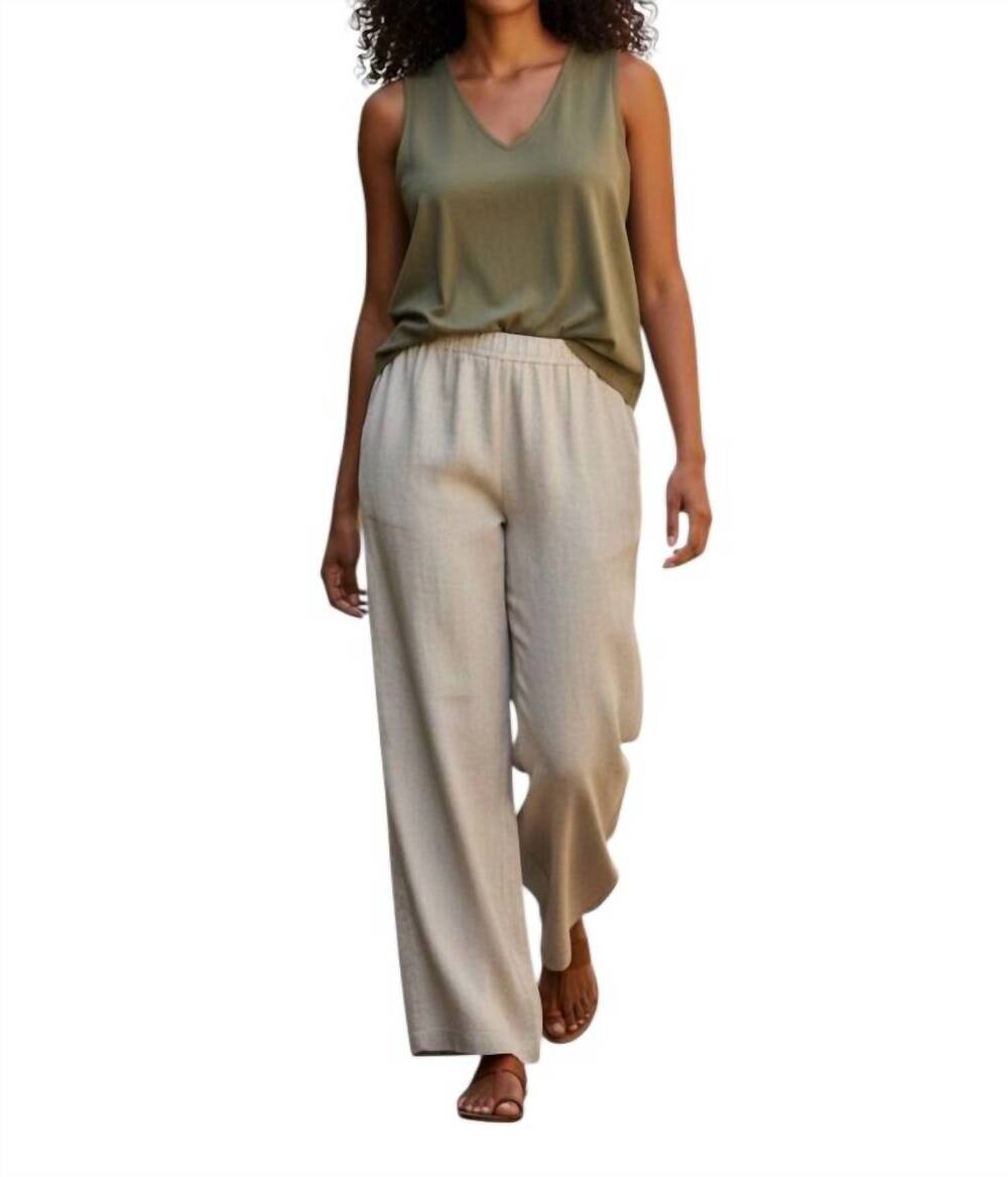 NEW TRELISE COOPER linen walk right trouser in tan